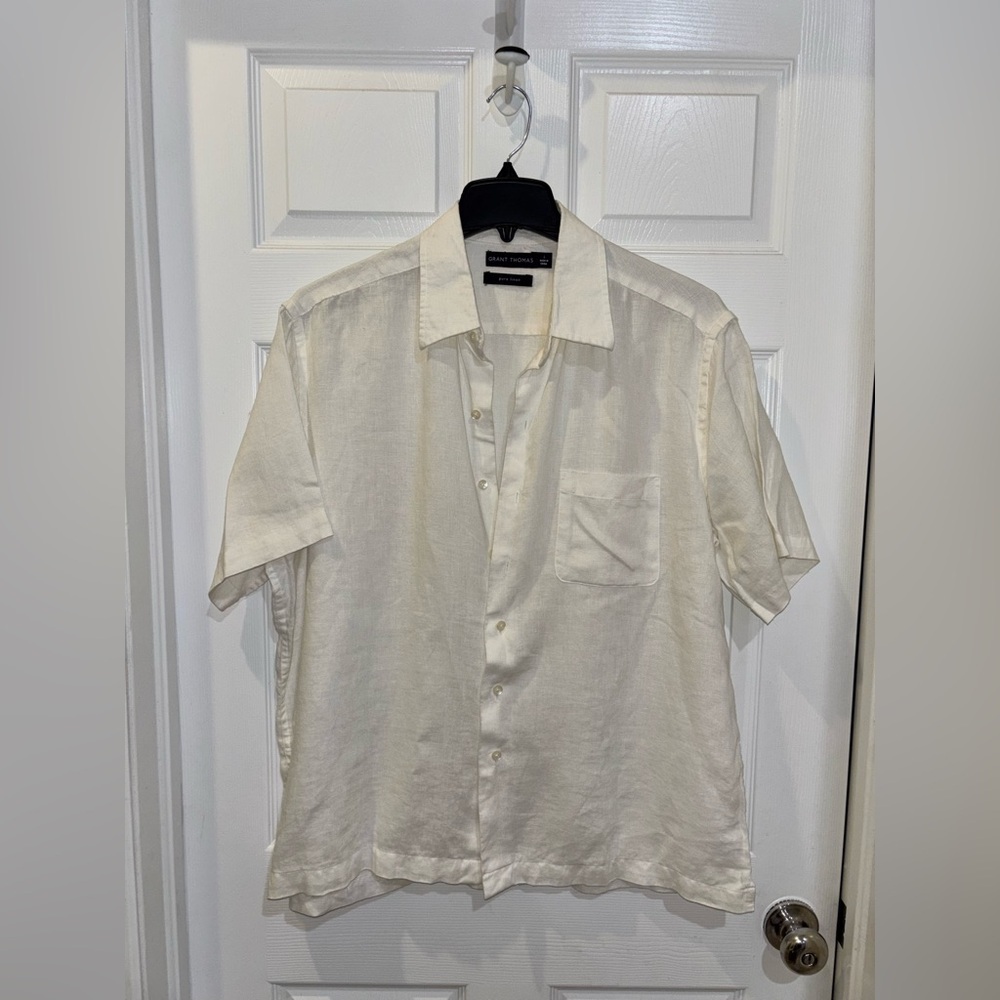 Grant Thomas 100% linen short-sleeve button-down shirt SZ L​​